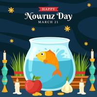 gelukkig Nowruz dag sociaal media achtergrond illustratie vlak tekenfilm hand- getrokken Sjablonen vector