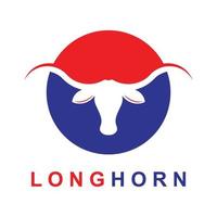 Texas langhoorn, land western stier vee wijnoogst retro logo vector
