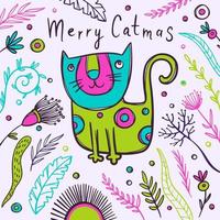 kat Kerstmis grappig kaart nieuw jaar vector illustratie reeks