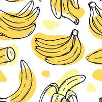 banaan patroon heerlijk fruit schetsen naadloos achtergrond vector