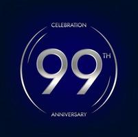 99e verjaardag. negenennegentig jaren verjaardag viering banier in zilver kleur. circulaire logo met elegant aantal ontwerp. vector