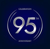 95ste verjaardag. vijfennegentig jaren verjaardag viering banier in zilver kleur. circulaire logo met elegant aantal ontwerp. vector