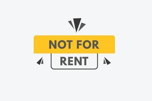 niet voor huur tekst knop. niet voor huur teken icoon etiket sticker web toetsen vector