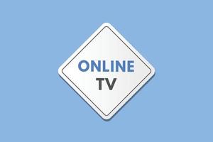 online TV tekst knop. online TV teken icoon etiket sticker web toetsen vector