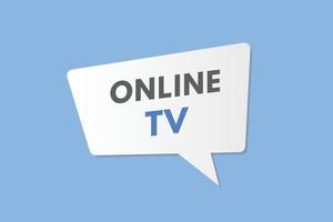 online TV tekst knop. online TV teken icoon etiket sticker web toetsen vector
