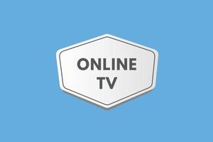 online TV tekst knop. online TV teken icoon etiket sticker web toetsen vector