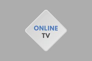 online TV tekst knop. online TV teken icoon etiket sticker web toetsen vector