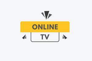 online TV tekst knop. online TV teken icoon etiket sticker web toetsen vector