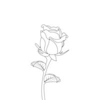 roos bloem kleur bladzijde en boek hand- getrokken lijn kunst illustratie mooi bloem zwart en wit tekening vector