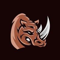 neushoorn hoofd mascotte esport logo sjabloon, neushoorn logo ontwerp vector