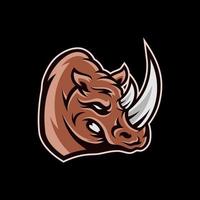 neushoorn hoofd mascotte esport logo sjabloon, neushoorn logo ontwerp vector