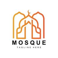 moskee logo, Islamitisch aanbidden ontwerp, eid al fitr moskee gebouw vector icoon sjabloon, Ramadan, eid al adha