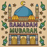 Ramadan mubarak gekleurde tekenfilm illustratie vector