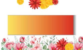 rood banier met vector en multi kleur bloem achtergrond