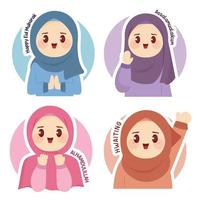 schattig tekenfilm muslimah vlak vector illustratie