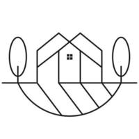 hand- getrokken huis en bomen icoon ontwerp. vlak icoon. luxe echt landgoed icoon. vector