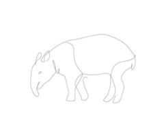 tapir lijn kunst illustratie. ongebruikelijk dier vector schets.