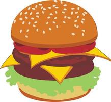 realistisch cheeseburger illustratie met sesam zaden vector