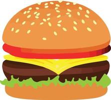 realistisch cheeseburger illustratie met sesam zaden vector