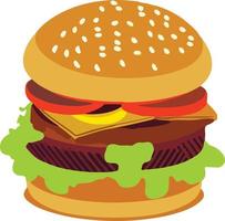 realistisch cheeseburger illustratie met sesam zaden vector