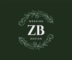 zb initialen brief bruiloft monogram logos verzameling, hand- getrokken modern minimalistisch en bloemen Sjablonen voor uitnodiging kaarten, opslaan de datum, elegant identiteit voor restaurant, boetiek, cafe in vector