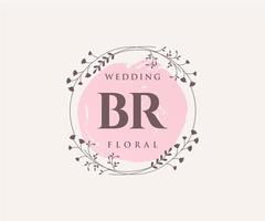 br initialen brief bruiloft monogram logos sjabloon, hand- getrokken modern minimalistisch en bloemen Sjablonen voor uitnodiging kaarten, opslaan de datum, elegant identiteit. vector