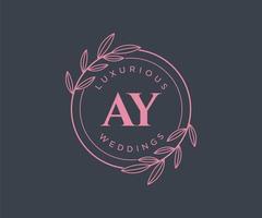 ay initialen brief bruiloft monogram logos sjabloon, hand- getrokken modern minimalistisch en bloemen Sjablonen voor uitnodiging kaarten, opslaan de datum, elegant identiteit. vector