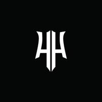 hh monogram brief logo lint met schild stijl geïsoleerd op zwarte achtergrond vector