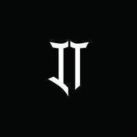 het monogram brief logo lint met schild stijl geïsoleerd Aan zwart achtergrond vector