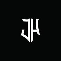 jh monogram brief logo lint met schild stijl geïsoleerd op zwarte achtergrond vector