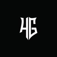 hg monogram brief logo lint met schild stijl geïsoleerd op zwarte achtergrond vector