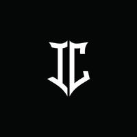 ic monogram brief logo lint met schild stijl geïsoleerd Aan zwart achtergrond vector