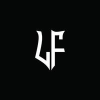 LF monogram brief logo lint met schild stijl geïsoleerd op zwarte achtergrond vector