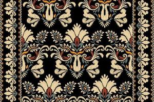 ikat bloemen paisley borduurwerk Aan zwart achtergrond.geometrisch etnisch oosters patroon traditioneel.azteken stijl abstract vector illustratie.ontwerp voor textuur,stof,kleding,verpakking,decoratie,tapijt.