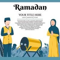 Ramadan ontwerp sjabloon voor sociaal media na, groet kaart, uitnodiging, of Promotie met illustratie van moslim paar karakter vector