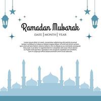 Ramadan ontwerp sjabloon voor sociaal media post of groet kaart met moskee illustratie vector