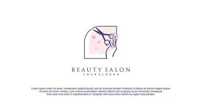 schoonheid salon logo met creatief concept en uniek element ontwerp icoon premie vector