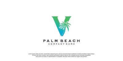 palm logo met monogram brief v concept voor vakantie icoon bedrijf vector