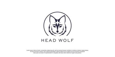 hoofd wolf logo met creatief en uniek stijl ontwerp icoon vector illustratie