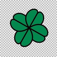 groen klaver Klaver vector icoon. st Patrick dag symbool, elf van Ierse folklore blad teken. klaver Klaver geïsoleerd, vlak decoratief element.