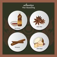 4 van essentieel ingrediënten van Thais voedsel Koken vector
