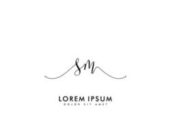 eerste brief sm vrouwelijk logo schoonheid monogram en elegant logo ontwerp, handschrift logo van eerste handtekening, bruiloft, mode, bloemen en botanisch met creatief sjabloon vector