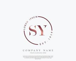 eerste brief sy vrouwelijk logo schoonheid monogram en elegant logo ontwerp, handschrift logo van eerste handtekening, bruiloft, mode, bloemen en botanisch met creatief sjabloon vector