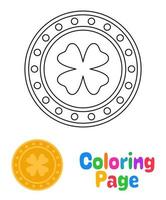 kleur bladzijde met Klaver munt voor kinderen vector