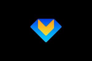 blauw geel eerste brief v waarde logo vector
