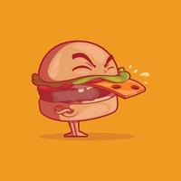 gek burguer karakter met tong uit vector illustratie. voedsel, grappig, gek ontwerp concept.