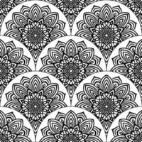 abstract mandala vis schaal naadloos patroon. sier- tegel, mozaïek- achtergrond. bloemen lapwerk oneindigheid kaart. Arabisch, Indisch, poef motieven. vector