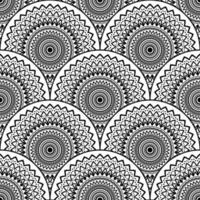 abstract mandala vis schaal naadloos patroon. sier- tegel, mozaïek- achtergrond. bloemen lapwerk oneindigheid kaart. Arabisch, Indisch, poef motieven. vector