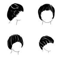 kapsel bladzijde of pageboy, kort haar- besnoeiing silhouetten reeks vector