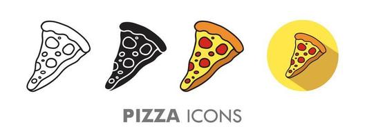 hand- getrokken pizza plak icoon reeks vector illustratie